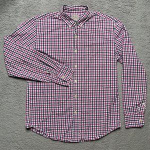 J Crew Button Down Shirt Mens L Tailored‎ Quality Woven Purple Navy Cotton VTG